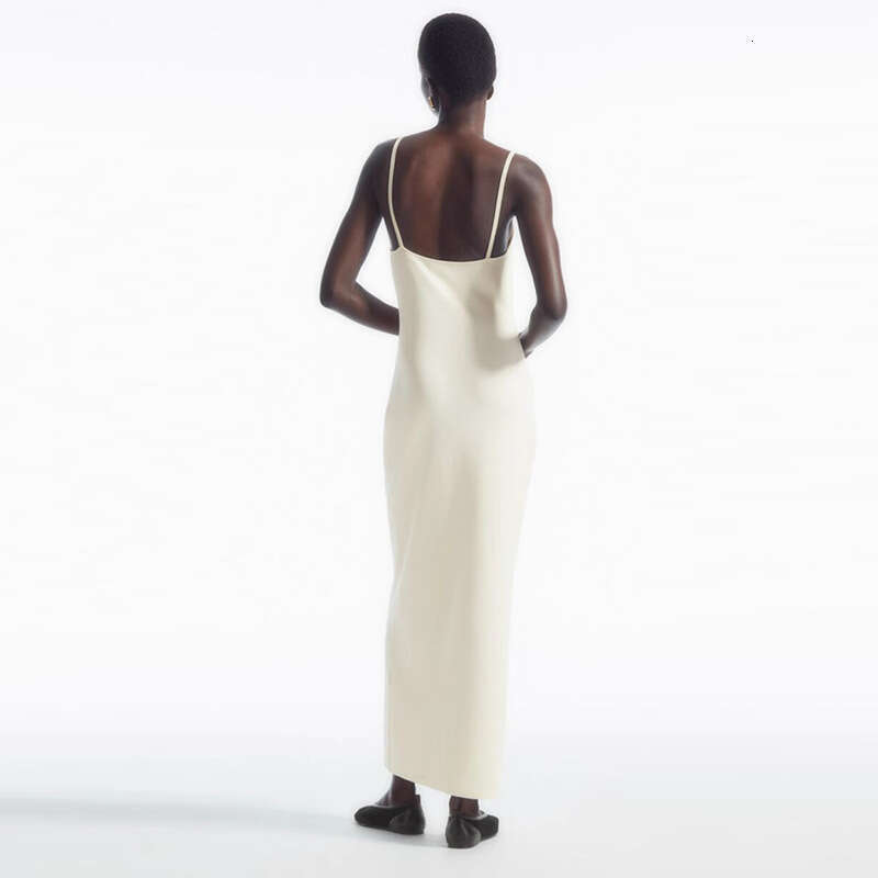 Birthday Dress Bodysuit Dresses for Woman Designer 909 New 2025 Solid Color Square Neck Strap Knitted Long Dress Slim Fit Slimming Tight Body Shaping