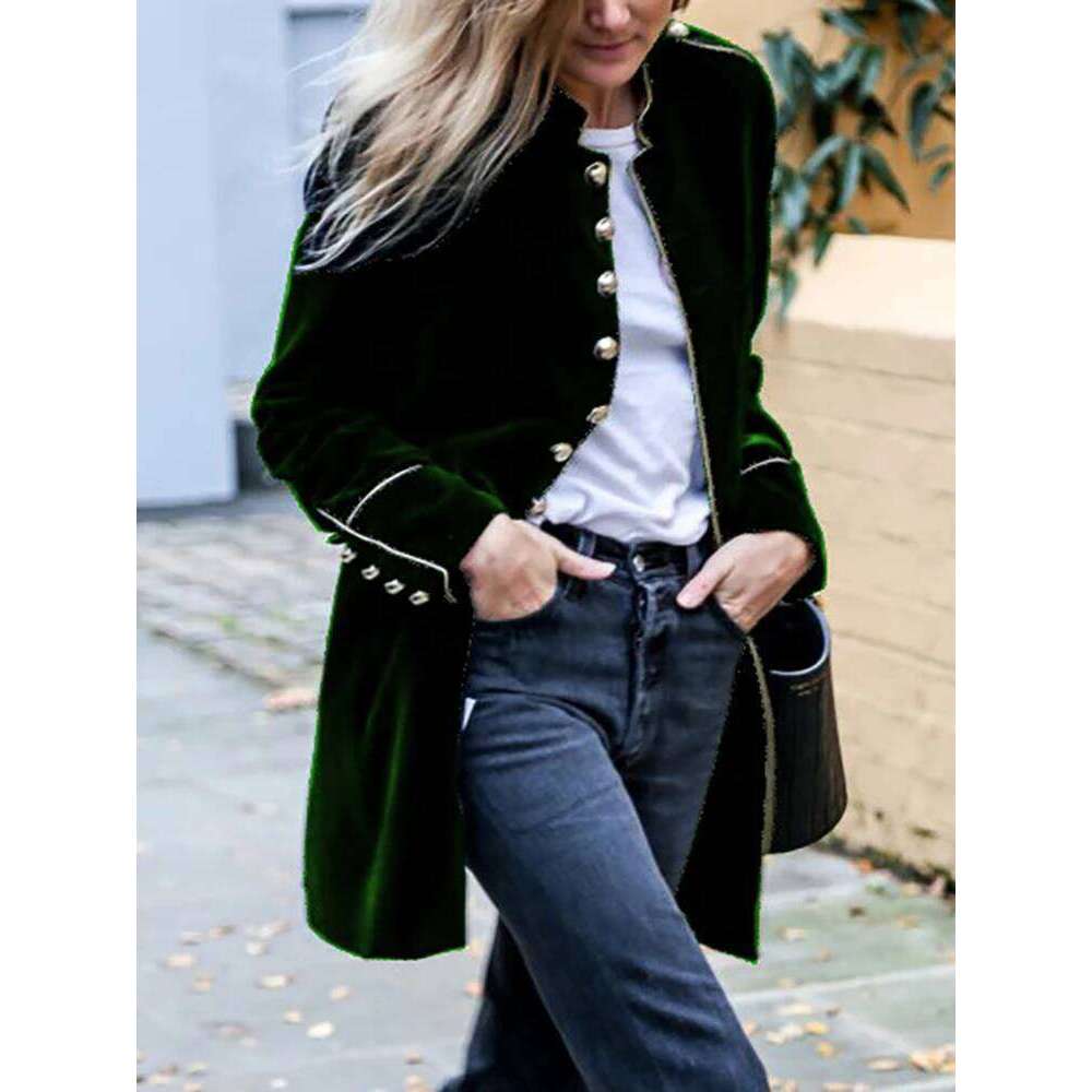 Women Autumn Winter Warm Veet Jackets Female Streetwear Loose Casual Long Sleeve Coat Patchwork Multiple Buttons Solid Outwear