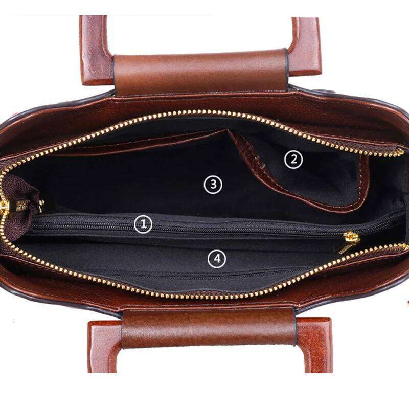 Vintage Women Genuine Tote Bag Anti-Theft Ladies Cow Leather Handbag Floral Female Cowhide Shoulder Or Crossbody Bags