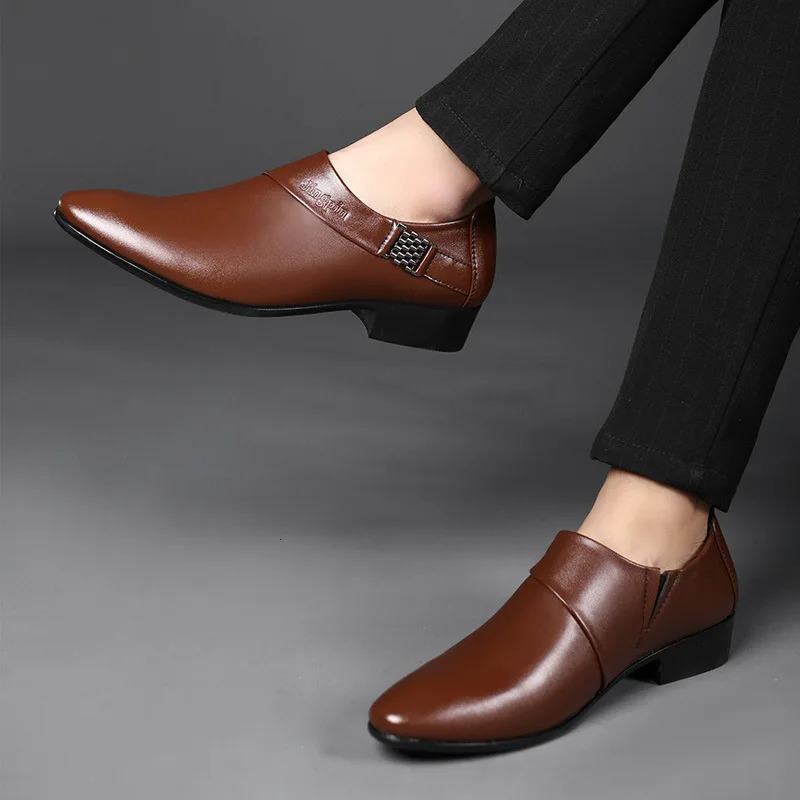 Men PU Leather Shoes Formal Dress for Plus Size Party Wedding Office Work Shoe Slip on Business Casual Oxfords Zapatos 250612