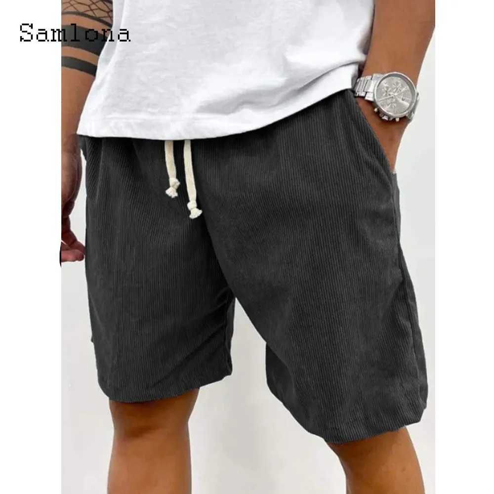 Khaki Green Soft Corduroy Shorts Men Fashion Drawstring Half Pants Male Streetwear 2025 Stylish simplicity Casual Beach Shorts Z250617