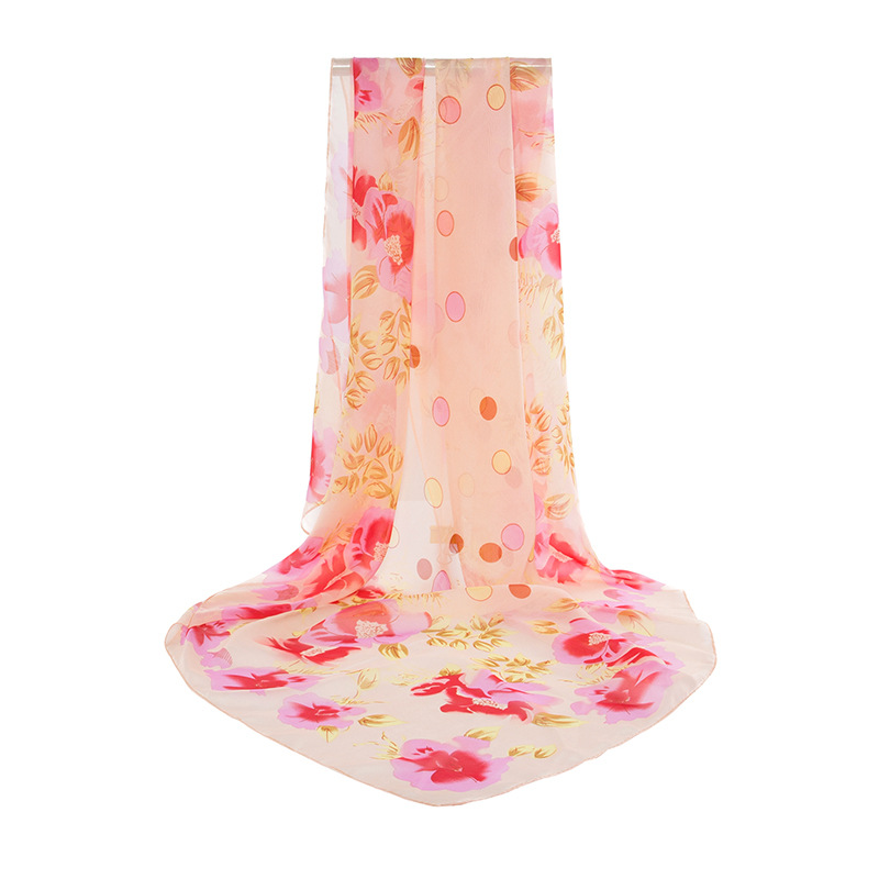 K1051 95 Large Size Chiffon Printed Square Scarf Women's Korean Style Silk Scarf Head Scarf Square Scarf Sunscreen Decorative Scarf