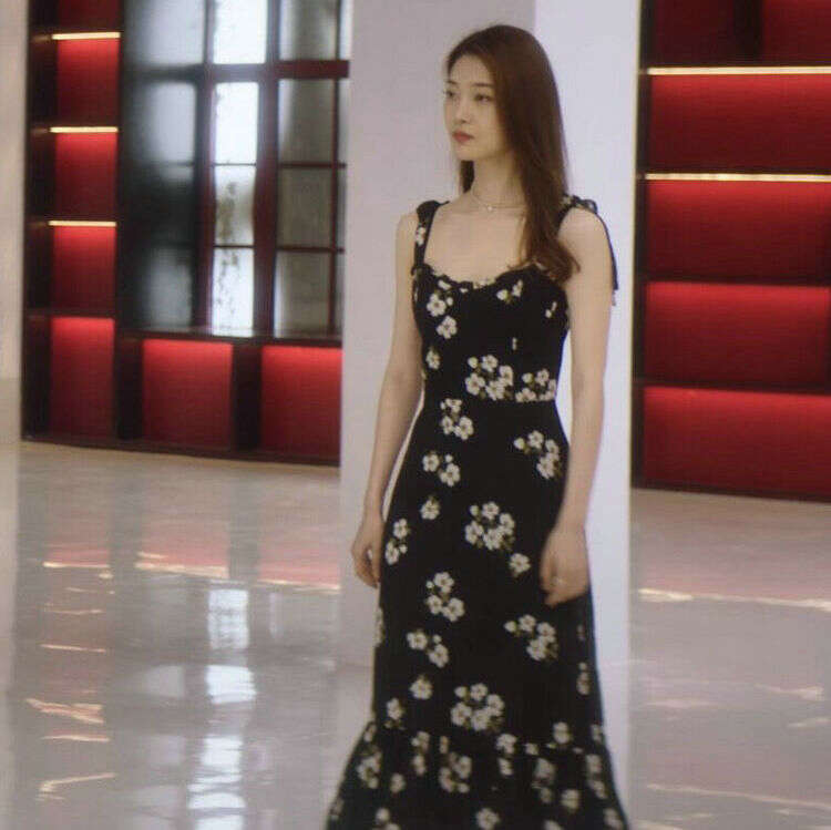 Womandress Floral Dress Dresses for Woman Elegant for A Wedding N301 Rayon Strap Mid-length Brilliant Turn Ding Manman Same Style Dress 2025 Summer