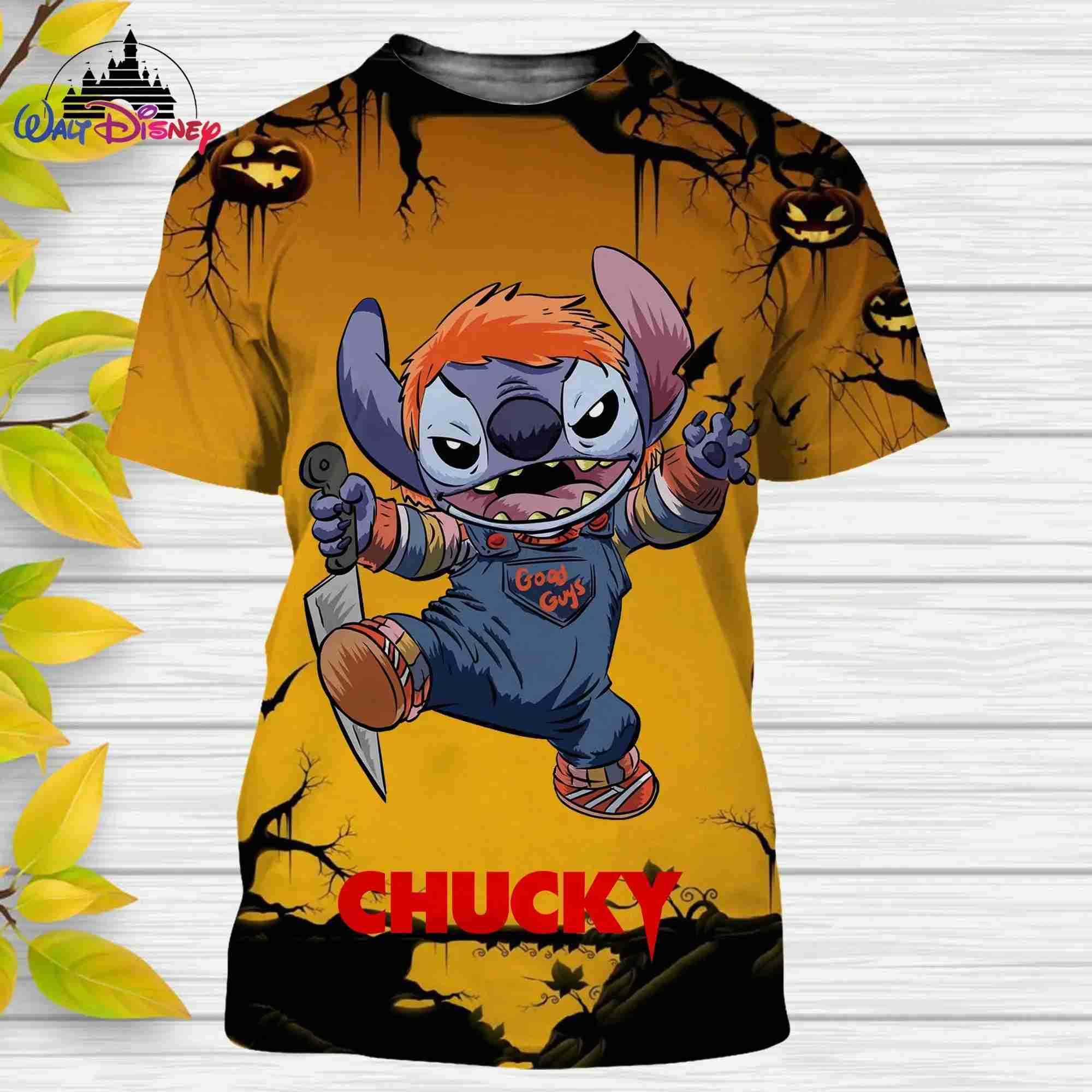 Disney Disney Halloween Stitch Men Women Short Sleeve Casual Style 3D Print Kids T Shirt Summer Casual Streetwear Tee Tops Cartoon W250617