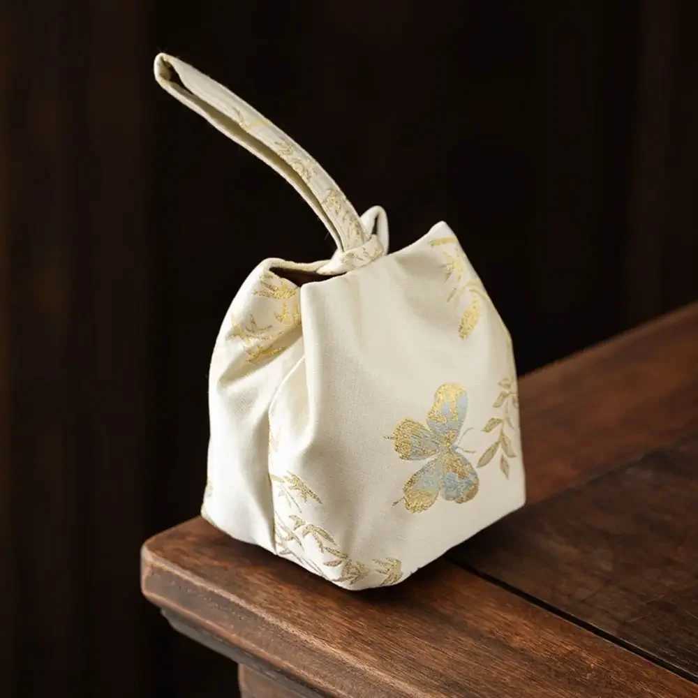 Chinese Style Teacup Drawstring Cloth Pouch Breakage-proof Print Teaware Storage Bag Portable Multifunctional Small Item Pouch Z250617