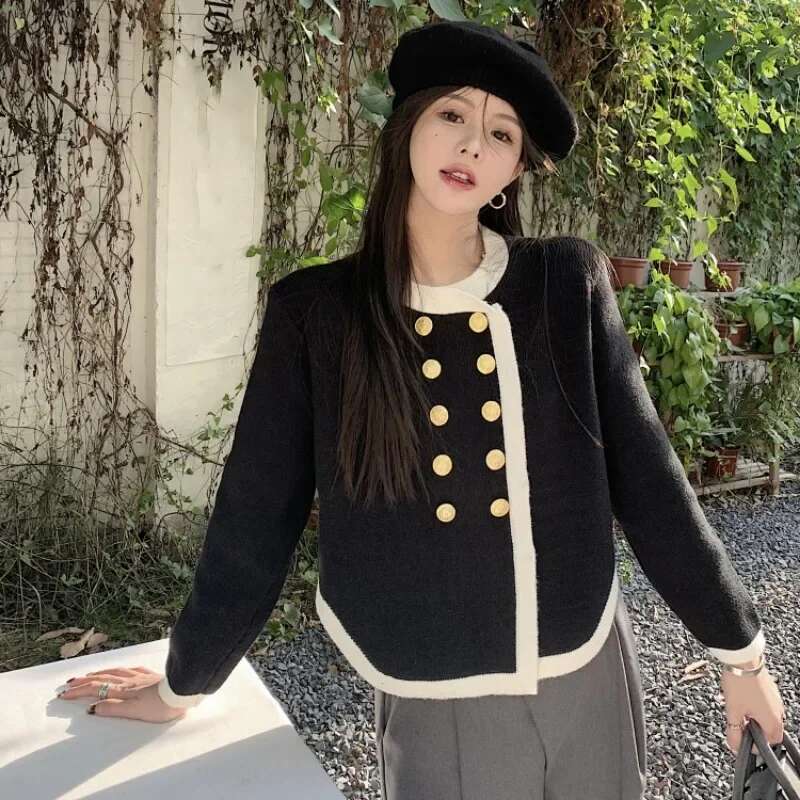 Knitted Sweater Woman Outerwear Spring Autumn Cardigan for Women Slim Jacket Casual Fall 2025 Top With Long Sleeves Novelties in