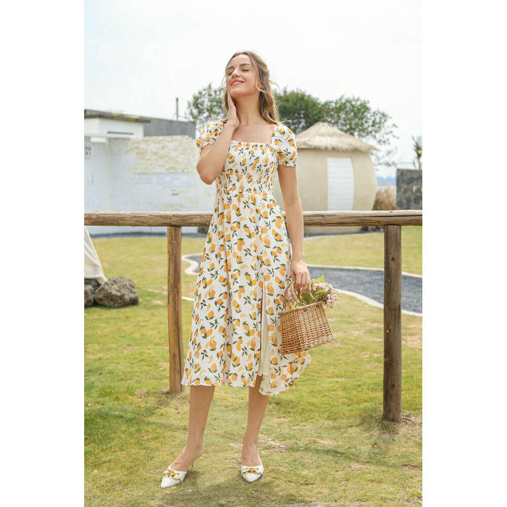 Black Dress Sexy Vestidos Elegantes N335 Rayon Floral Slim Dress 2025 Summer New French Style Fresh and Natural