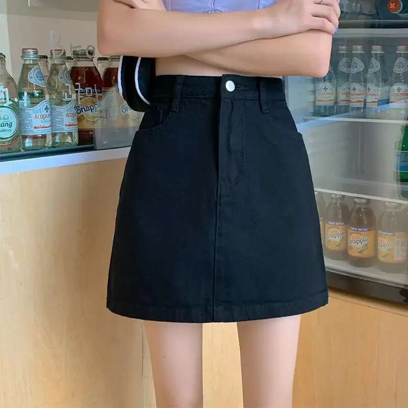 Short Cute Pink Female Jeans Skirts High Waist Womens Denim Skirt Gyaru With Pocket Kawaii Zipper Mini Offer Premium V On