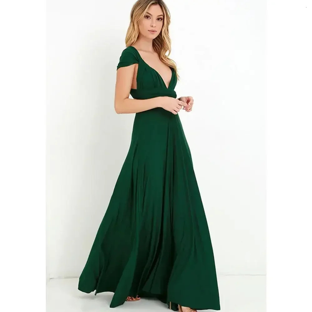 Fashion Multi-worn V-neck Vestidos De Fiesta Women Long Dress Sexy Strapped Lady Summer Maxi Dress 250616