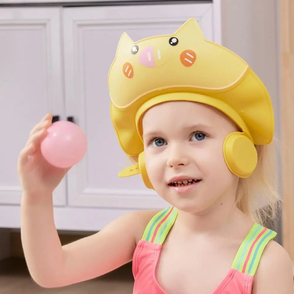 Cute Animal Shape Baby Shower Cap Adjustable Soft Baby Shampoo Cap Waterproof Eye Ear Protection Childrens Bath Cap For Kids 250617