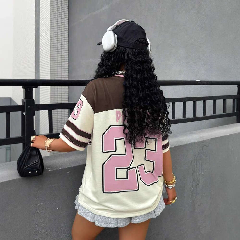 Summer New Women's Fashion Personality Trend Street Style Loose Printed T-Shirt Short Sleeve B5