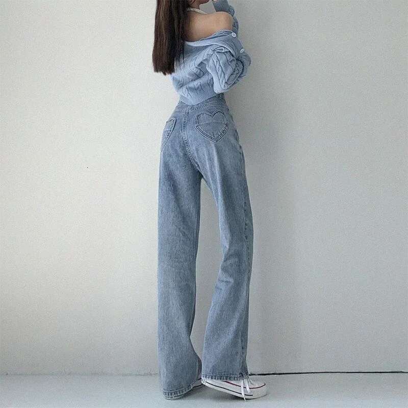 Denim Pants for Women High Waist Straight Leg Woman Jeans Chic and Elegant South Korea Streetwear Vibrant 2025 Quality Trousers