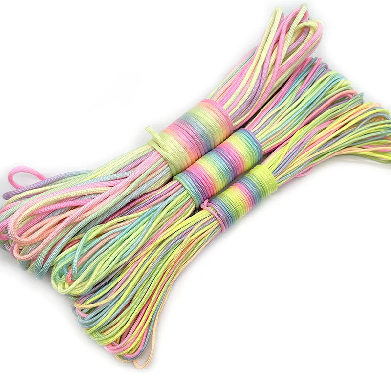 Paracord 2mm m 4mm Rainbow Rope 7 Strands Parachute Climbing Survival Gear Bracelet 250611