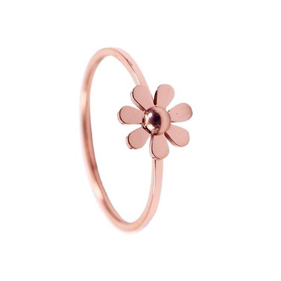 Minimalist Fashionable Temperament Japanese and Korean INS Style Personality Daisy Flower for Women Titanium Steel Non-Fading Ring