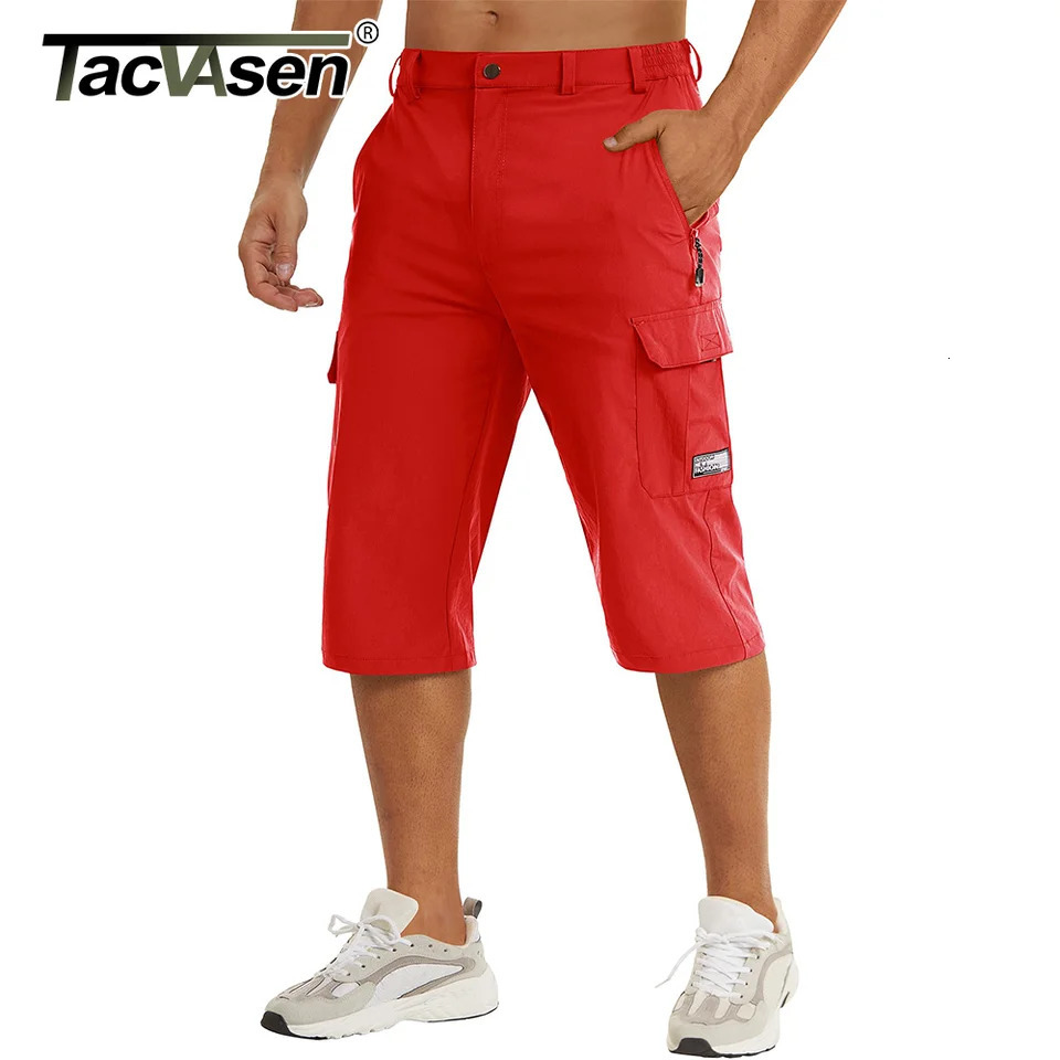 TACVASEN Summer Quick Dry 3/4 Pants Mens Casual Multi-Pockets Lightweight Shorts Outdoor Hiking Cargo Nylon Pants Workout 250529CJ