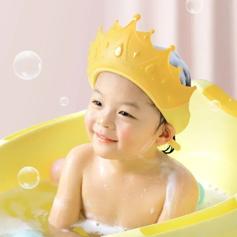 Baby Swim Shower Cap Bath Shampoo Adjustable Eye Protection Head Water Cover Baby Care Wash Hair Shower Cap For 0-6 Years Kids 250617