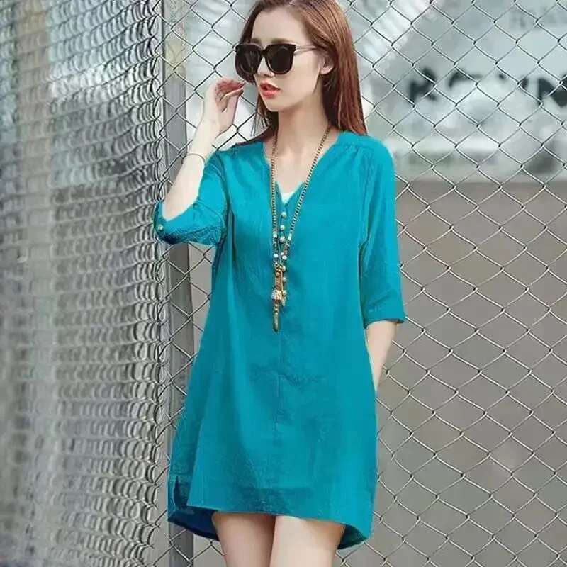 Woman Dress Midi Soft Dresses for Women Loose Holiday Beach Retro Trendy Hot 2025 Fashion Summer Xxl Harajuku on Sale Clearance