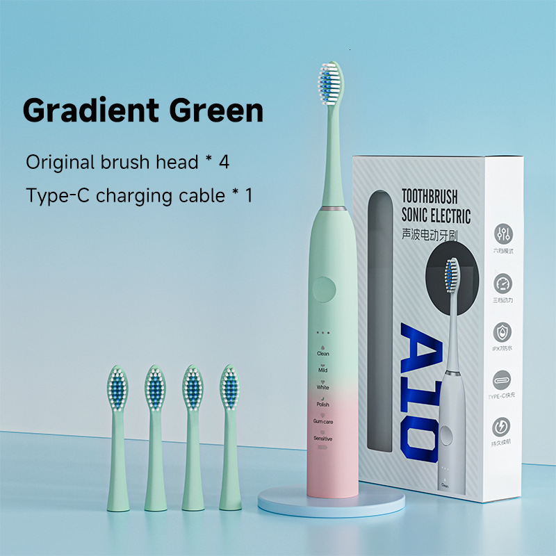 Soft Bristle Rechargeable Automatic Metal Shaft 18-Speed Electric Toothbrush Couple Model For Adults