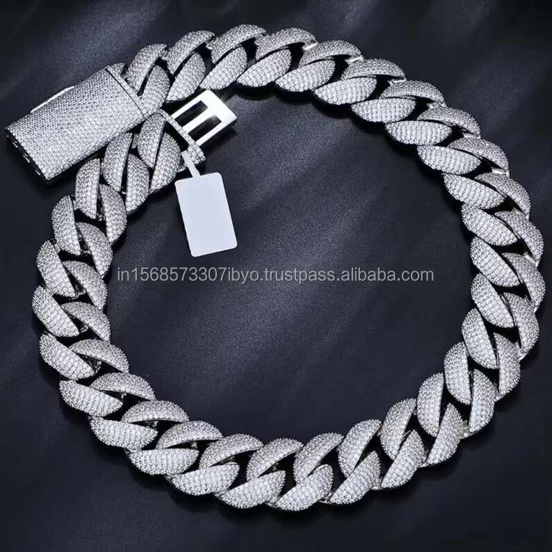 Miami Cuban Link Chain with Moissanite Diamond Customized Iced Out Necklace at Wholesale Rate Hot Selling Custom Design Jewelry