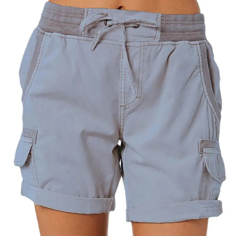 Women Shorts Cargo Pants Shorts Elastic Waist Short Pants Cotton Linen Pocket Summer Beach Solid Color Sliming Comfot Breathable 250614