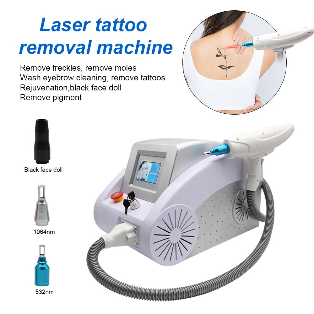 Brand New 755nm 522nm 1064nm Eyebrow Removal Machine Nd-Yag Laser For Spot Removal, Tattoo Removal and Black Face Doll Salon