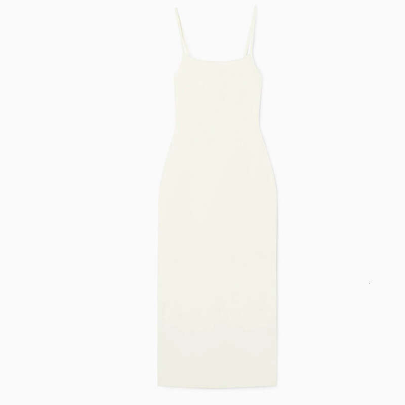 Birthday Dress Bodysuit Dresses for Woman Designer 909 New 2025 Solid Color Square Neck Strap Knitted Long Dress Slim Fit Slimming Tight Body Shaping