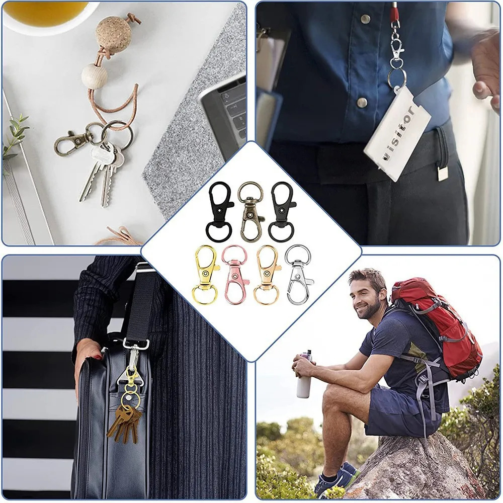 Swivel Clasps Lanyard Snap Hooks with Key Rings Key Chain Clip Hooks Lobster Claw Clasps for Keychains Jewelry DIY Crafts 250616