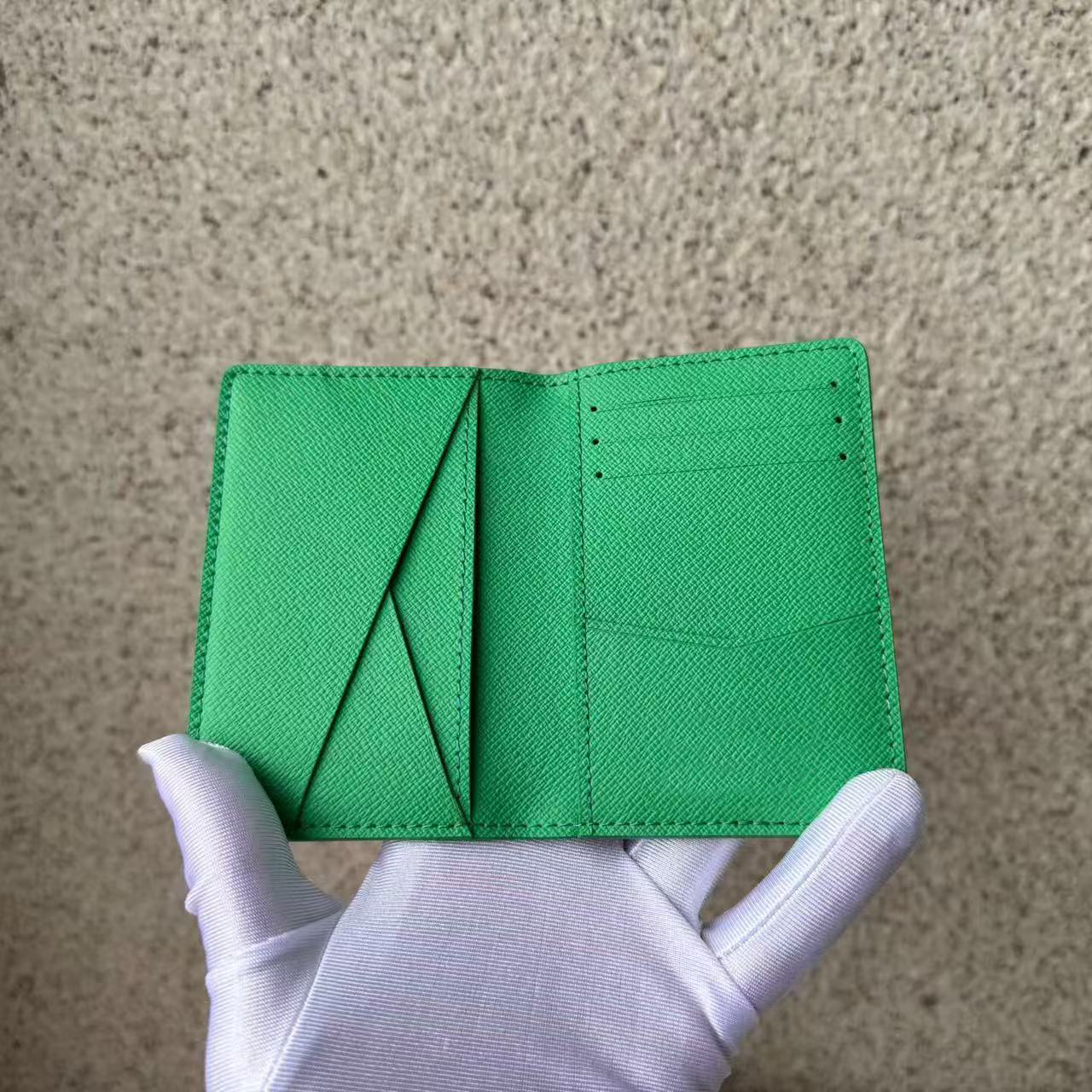 10A genuine leather Designer New Card Holders Credit card wallet package coin Pure Green bag letter pattern pack wallets card package wallets clutch bag with box