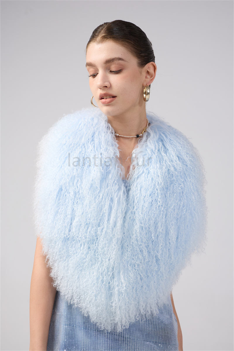 Short Style Mongolian Fur Halter Top Sexy Fuffy Tank Women Strap Waistcoat
