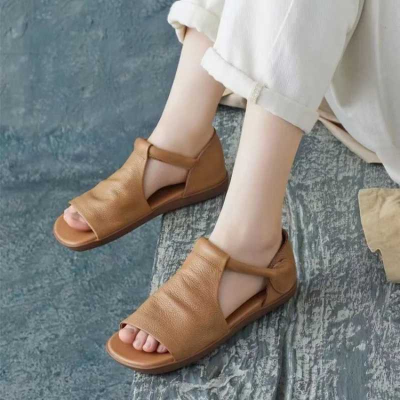 Womens Open-Toe Flat Sandals with Cross Strap Adjustable Ankle Strap - Summer Casual Lightweight Walking Shoes for Women Min Z250617