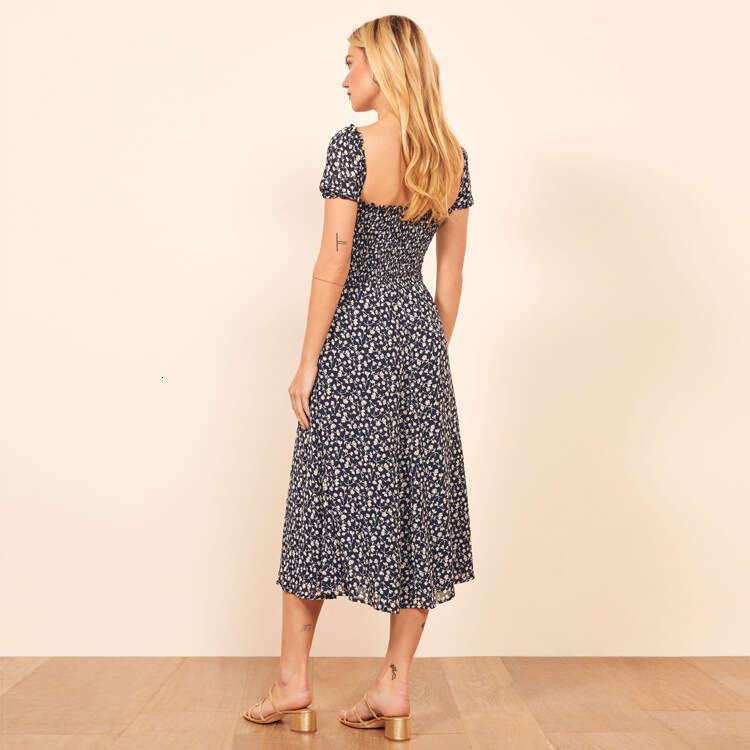 Beach Dress Bodysuit Tender Womens Dresses Vestido N101 Floral Slim Dress 2025 Summer French Style Romantic Elegant