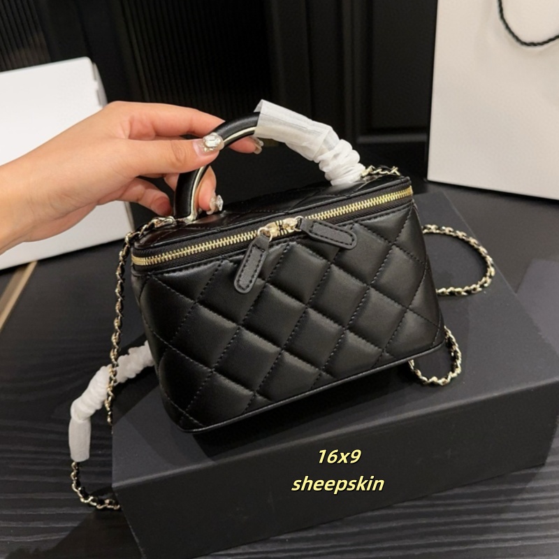 Designer Makeup Bag With Mirror Crossbody Bag handbag Chain Bag Cosmetic Bags Pouch Box Bag Women's handle Cases Shoulder 10/16/18 Luxury Sheepskin Toiletry clucth