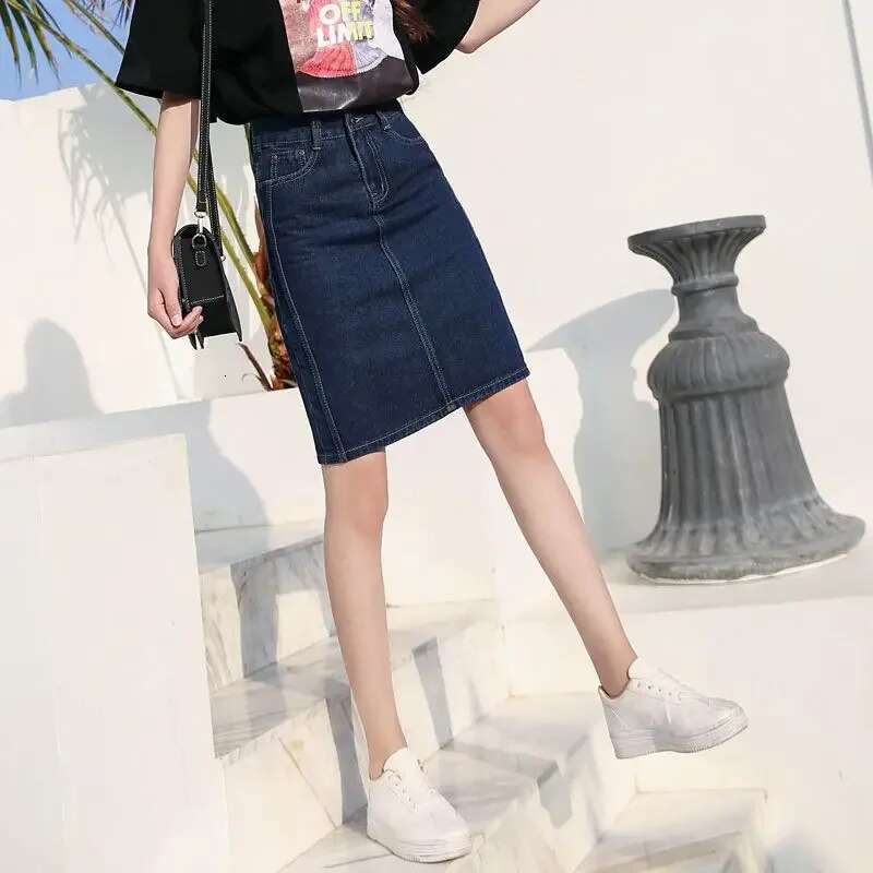 Wrap Jeans Skirts for Women Midi Tight Y2k Vintage Cheap Casual Streetwear Clothing Sales Harajuku Trend 2025 Woman Denim Skirt