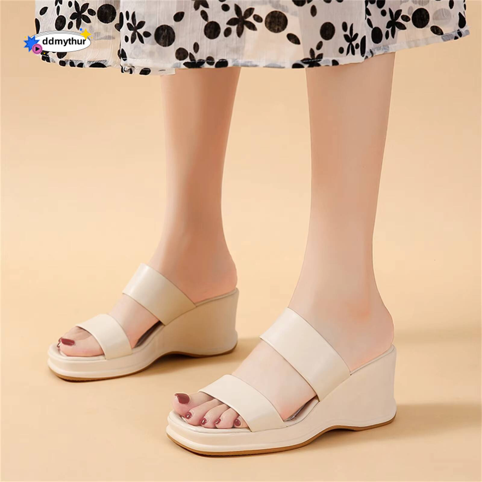 Free Shipping Summer Wedge Heel Thick Sole Solid Color Womens Dress Casual Pineapple Sandals For Women ddmythur