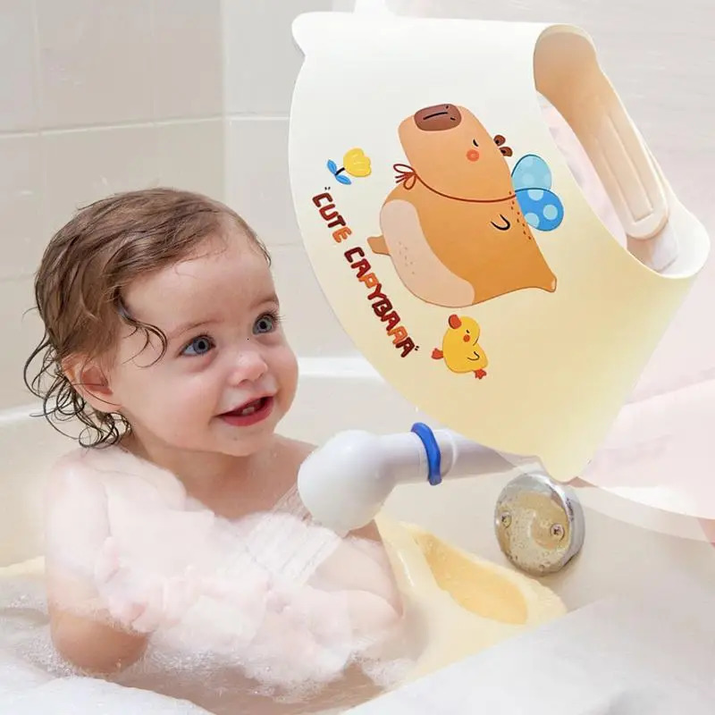 Baby Shower Cap Capybara Pattern Baby Head Protector Splash-Proof Bathroom Accessories For Protecting Eyes Nose Neck 250617