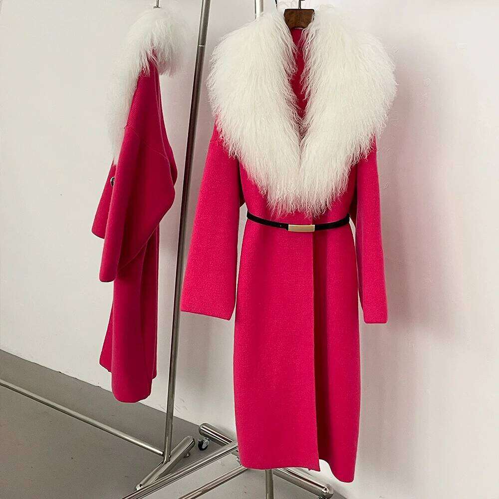 OFTBUY 2025 Winter Cardigan Women Real Mongolia Sheep Fur Sweater Female Long Warm Belt Clothing Lady Fashion Traffic Clothes