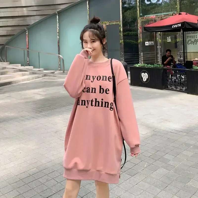 Baggy Loose Text Womens Sweatshirts Letter Printing Female Top Korean Y2k Vintage On Promotion 2000s Matching Casual Pullovers