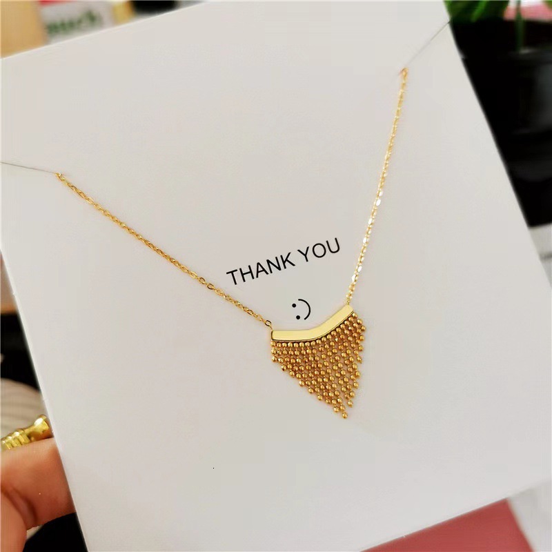 Fashion Light Personality Simple Heart Round Bead Tassel Necklace for Women Titanium Steel Non-Fading Jewelry