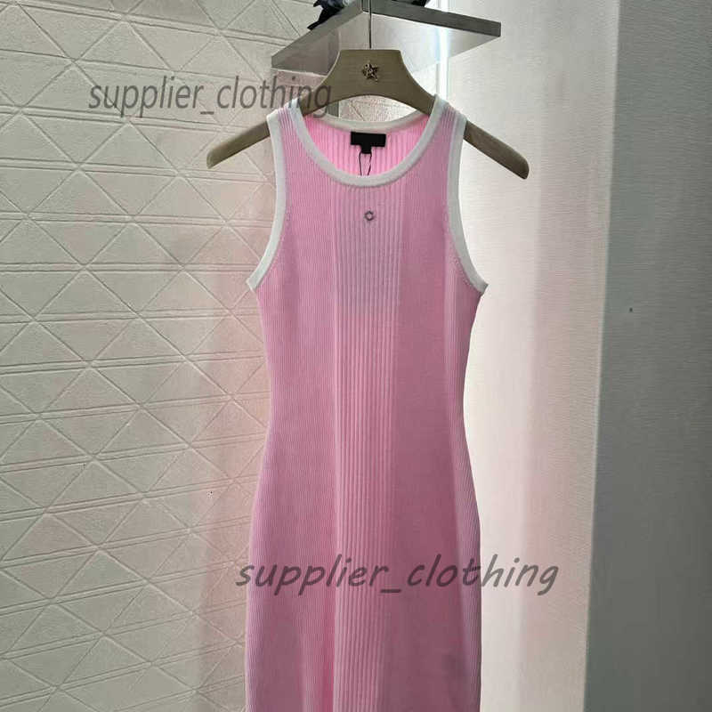 Basic Amp Casual High_end Dresses Designer Summer Luxury New Small Fragrance Style Front Elastic Slim Fit Edged Breathable Knitted For Woman Vest Dress 9JJV