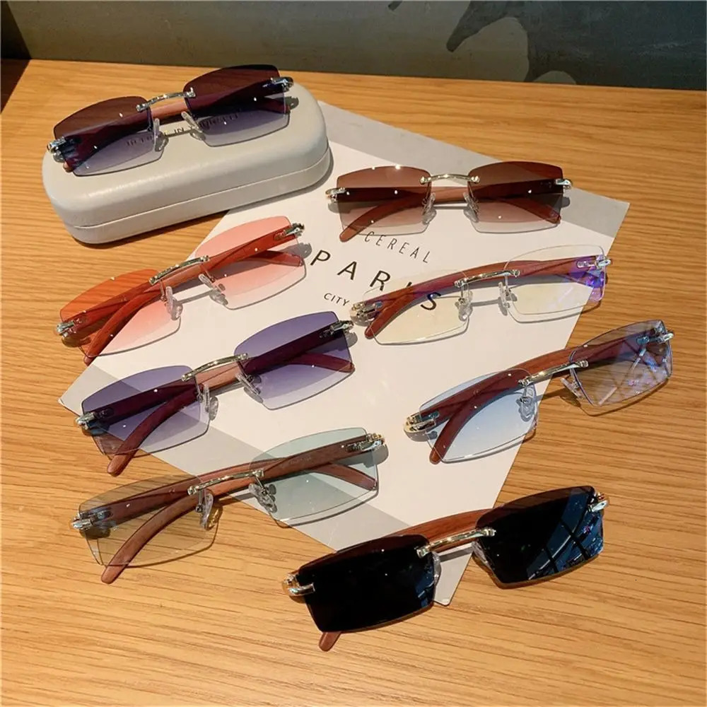 Trendy Punk Sunglasses Rimless Rectangle Sun Glasses for Men Women Fashion UV400 Driving Shades Frameless Gradient Eyewear 250616