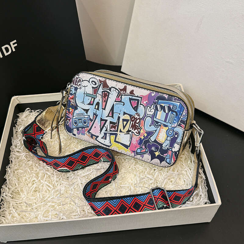New Fashion Graffiti Letter Camera Women's Shoulder Crossbody Bag