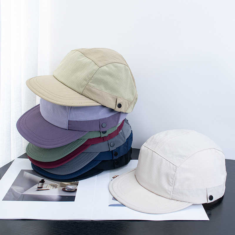 Lightweight Breathable Quick-Dry Patchwork Baseball Cap for Women, Quick-Dry Outdoor Casual Five-Piece Design Sun Hat with Flat Brim 250615