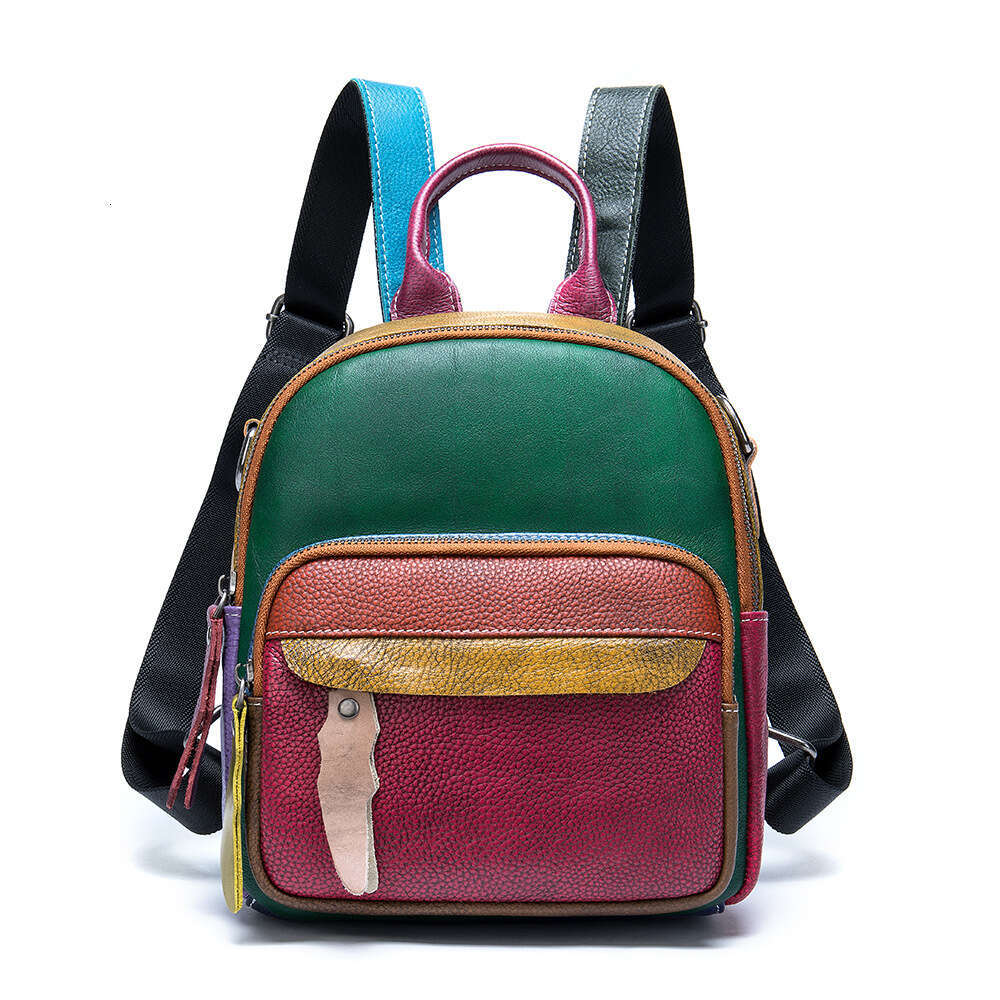 Women's backpack personalized small bag genuine leather polished color retro trend versatile backpack