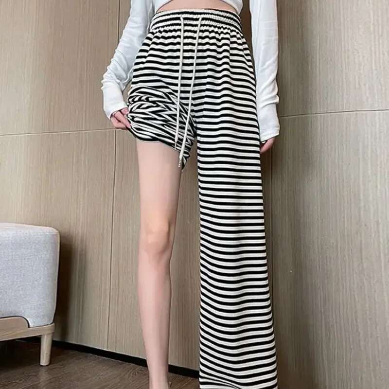 Baggy Female Trousers Elastic Waist Loose Womens Pants Korean Fashion Xxl High Quality One Size Slacks Trends 2025 Clothing G