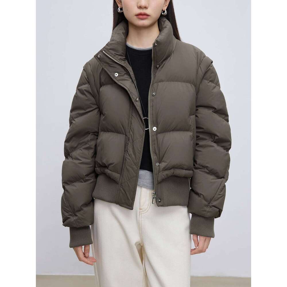 ZIQIAO Petite Size Short Down for 2024 Winter Outfit New Vest Women Casual Loose Brown Jacket 24ZQ94007