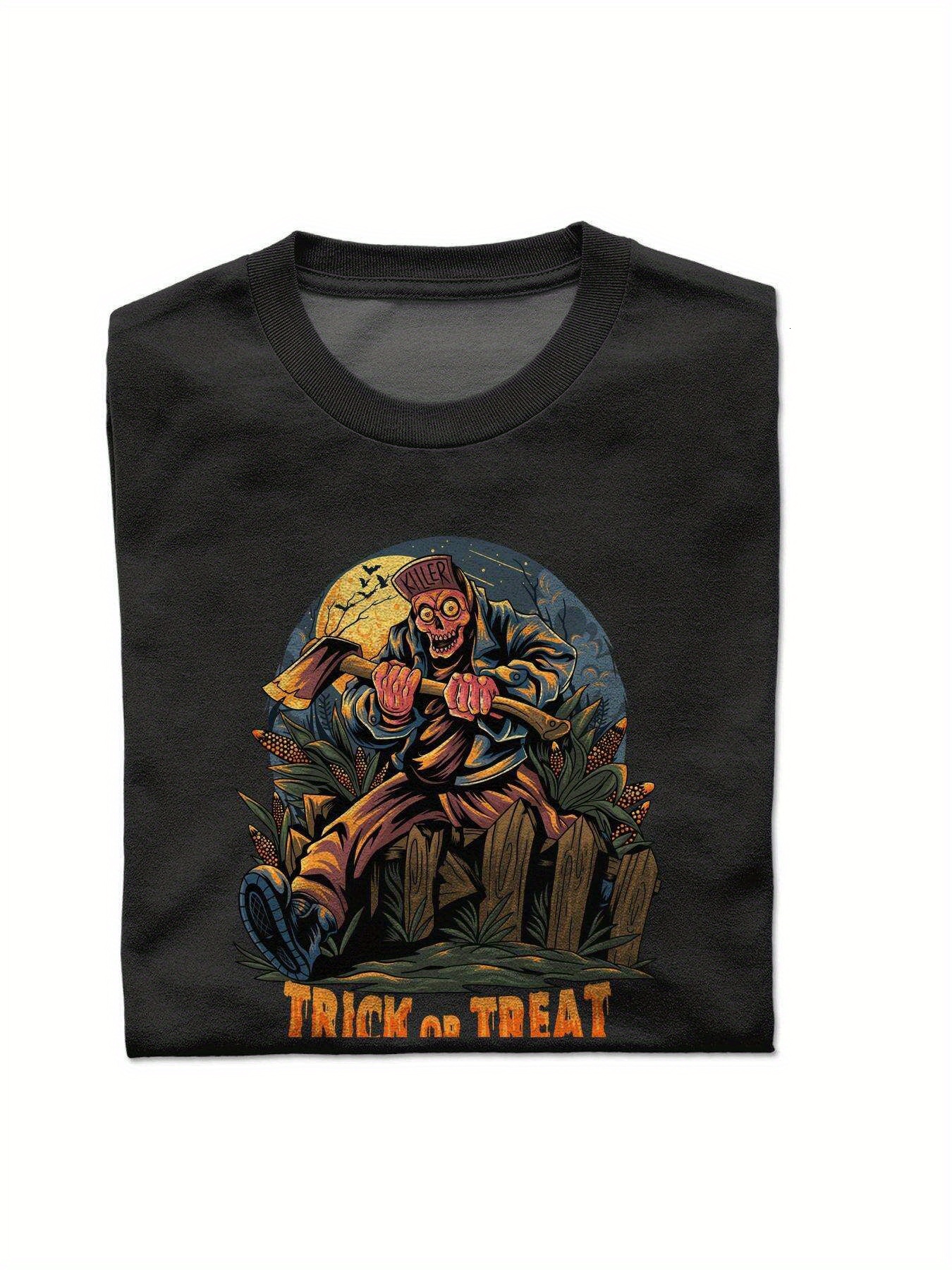 Dongdumaoyi Black Short Sleeve Men White T Shirts S-3Xl Graphics Adult Cotton Round Collar Text 180G Halloween 098e