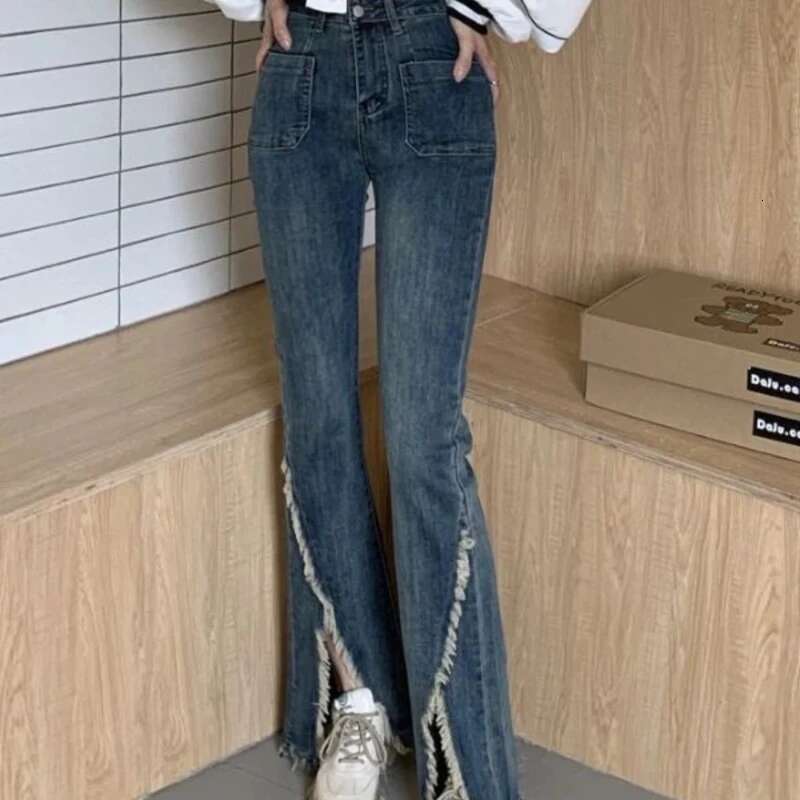 Woman Jeans Slim Fit High Waist Denim Pants for Women Size X Larg Unique Original Stretched Clothes Cool Fitted Vibrant Trousers