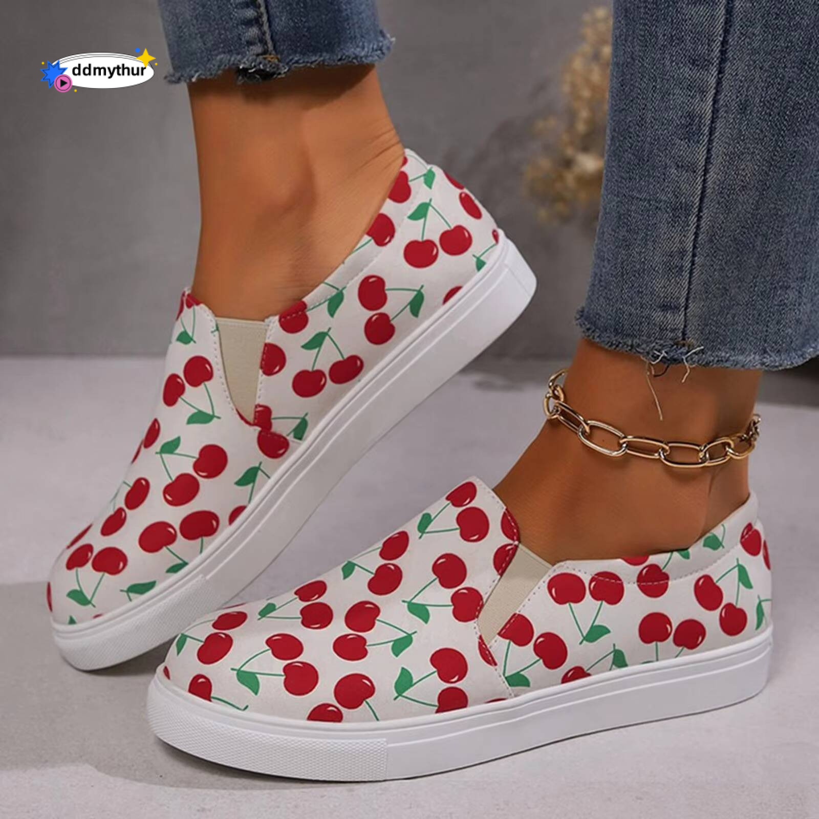 Summer Sandals For Women Ladies' Fashionable Flat Cherry Casual And Sports Wedding Shoes Bride ddmythur