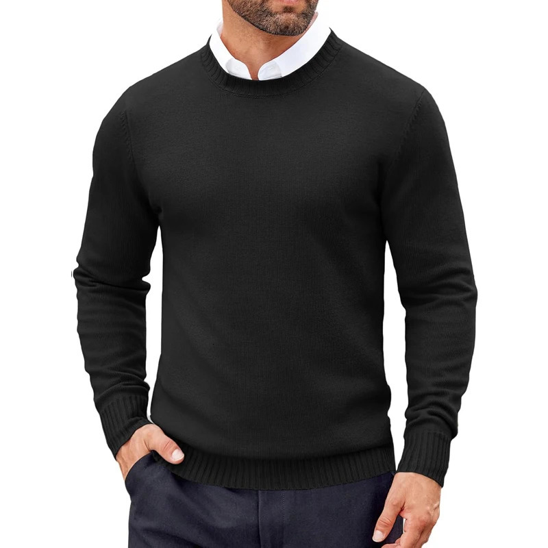 Streetwear Mens Dress Crew Neck Sweater Slim Fit Lightweight Sweatshirts Knitted Pullover Casual Fashion Long Sleeve Sweater 250616
