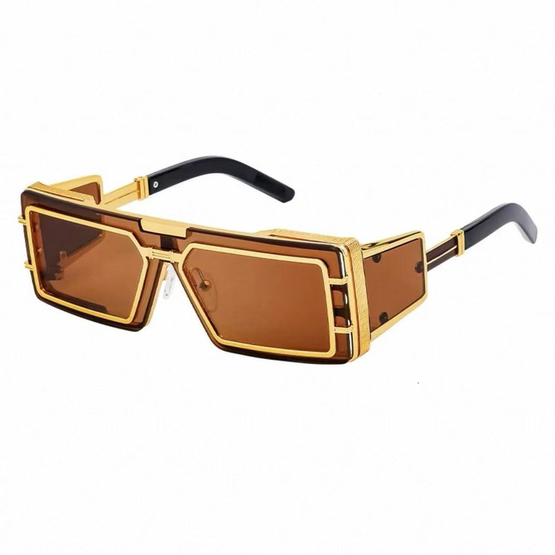 25 New High-End Full Metal Inlaid Frame Cyberpunk Square Fashion Trendy Sunglasses For Men And Women